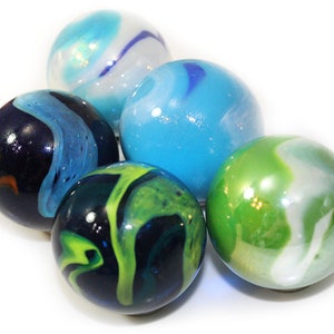 Set of 5 Massive Collectible 42mm Glass Marbles The Aquatic Set Shark Ice Fungus Dragonfly Sea Turtle 1.65" Vacor Decorating Games Crafts