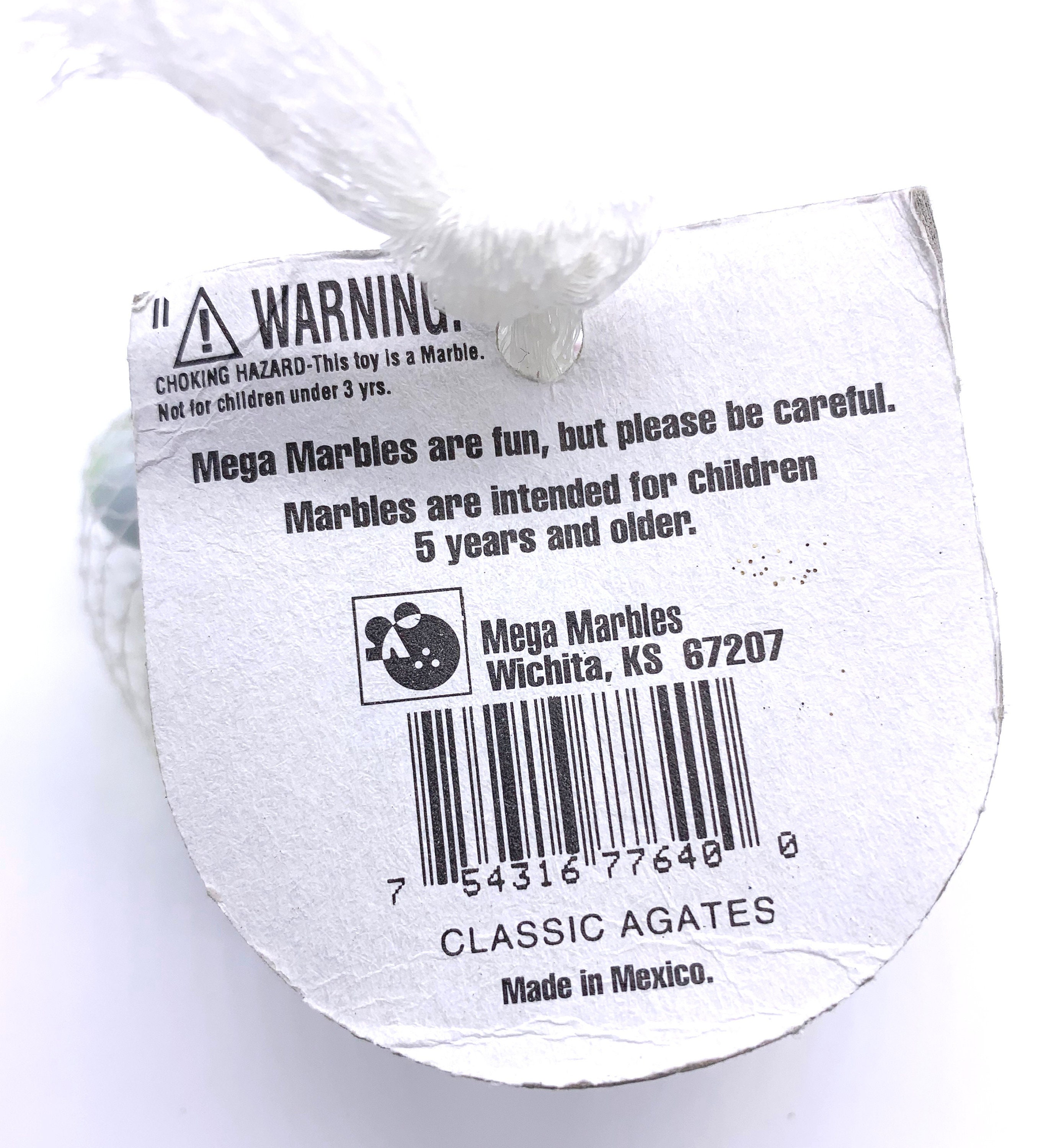 Net Bag of 25 Classic Agate Glass Mega Marbles Early Edition White W ...