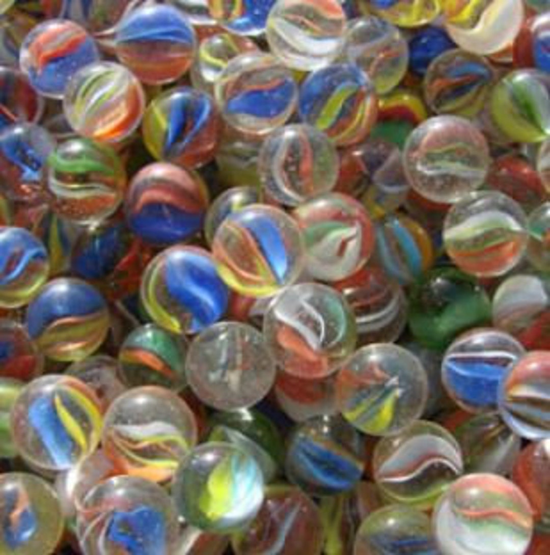 Glass Marbles 100 Pieces Traditional Assorted Classic Colored Marbles Cat's  Eye
