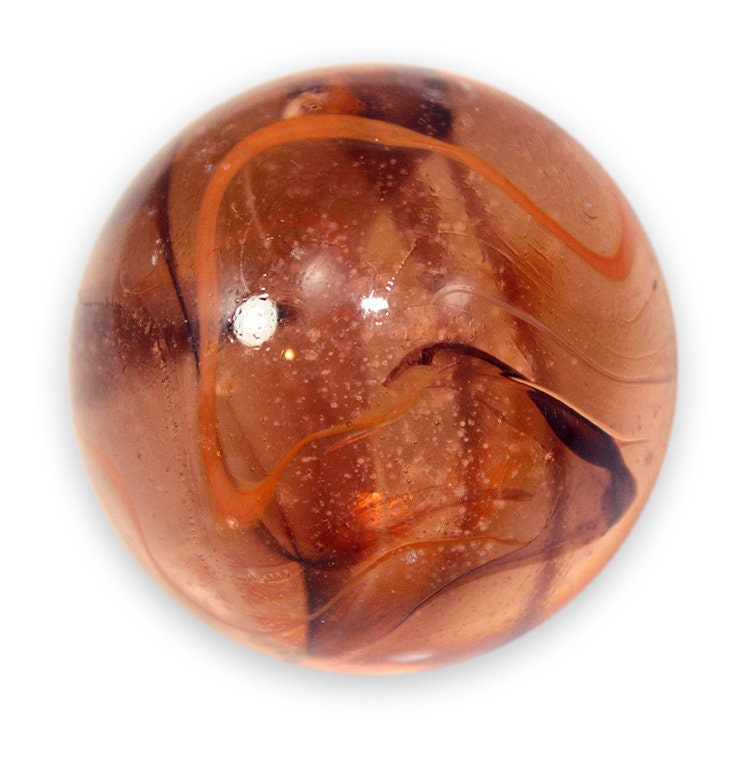 LION Brown Orange Clear Marbles glass LARGE HUGE Swirl 2 MAMMOTH 1 5/8" 42mm 
