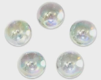 16mm Lustered Ice Clear Glass Player Marbles (5/8th") Choice of Quantity - 5 or 25 Decorating Games Crafts Art Work