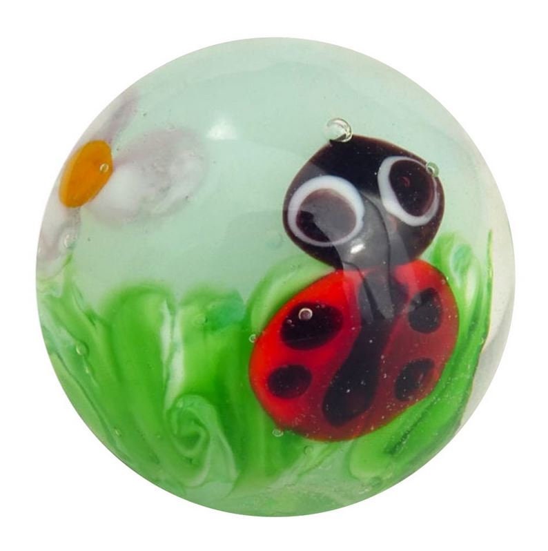 16mm Ladybird (ladybug) Glass Handmade Artglass Marbles (5/8″) Dark ...