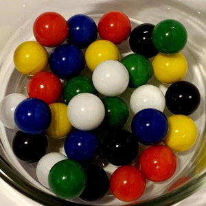 Game Set of 30 Chinese Checker Opal Glass Marbles 14mm - 6 Traditional Colors for Games, Marble Runs and other Fun Activities