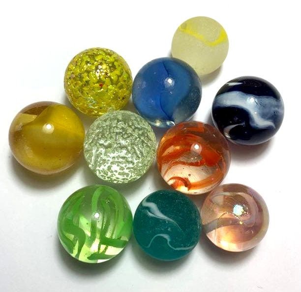 M228 25MM Transparent Clear Rolled In Colored Crushed Glass, Glass Marbles