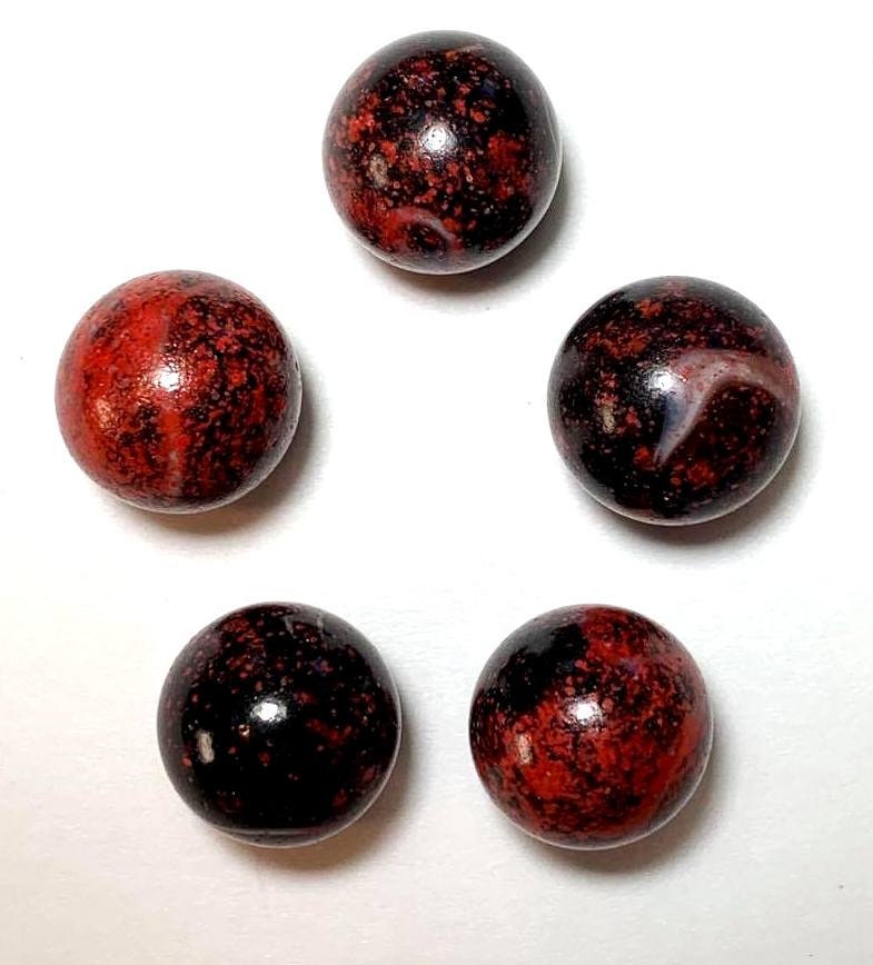 5pk 16mm Bozo Glass Marble Players 5/8th inch w/Stands Red Blue RETIRED! White 