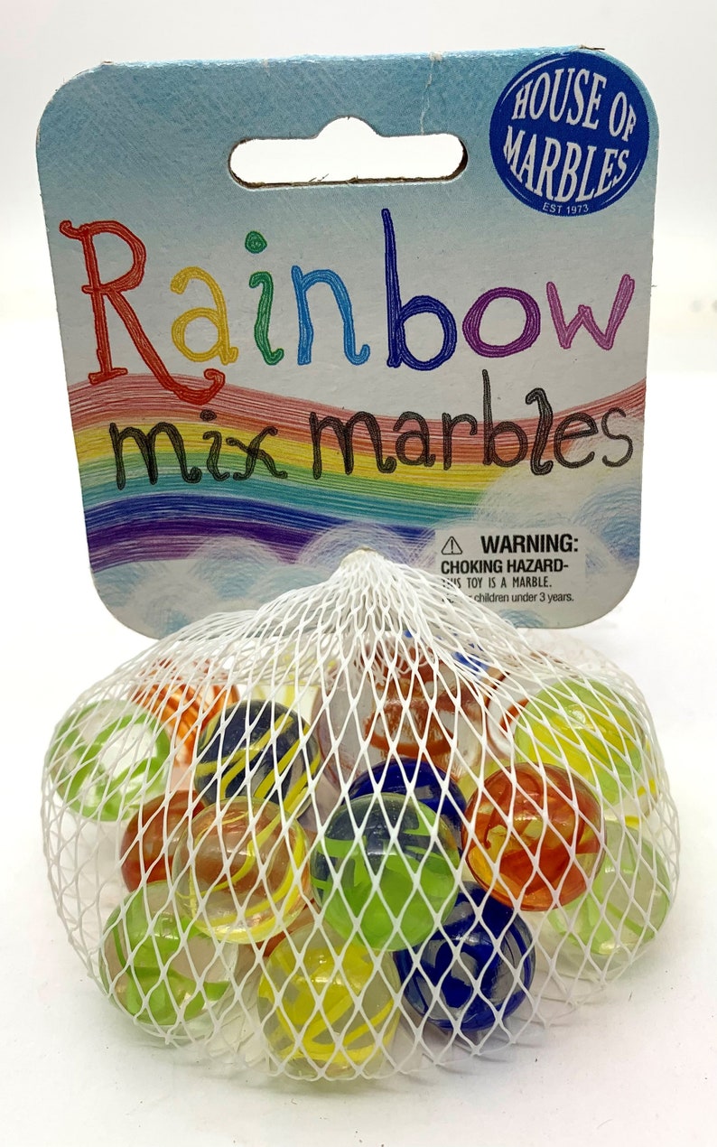NEW for 2023! Net Bag of 21 Rainbow Mix (like Streamers) Glass Marbles ...