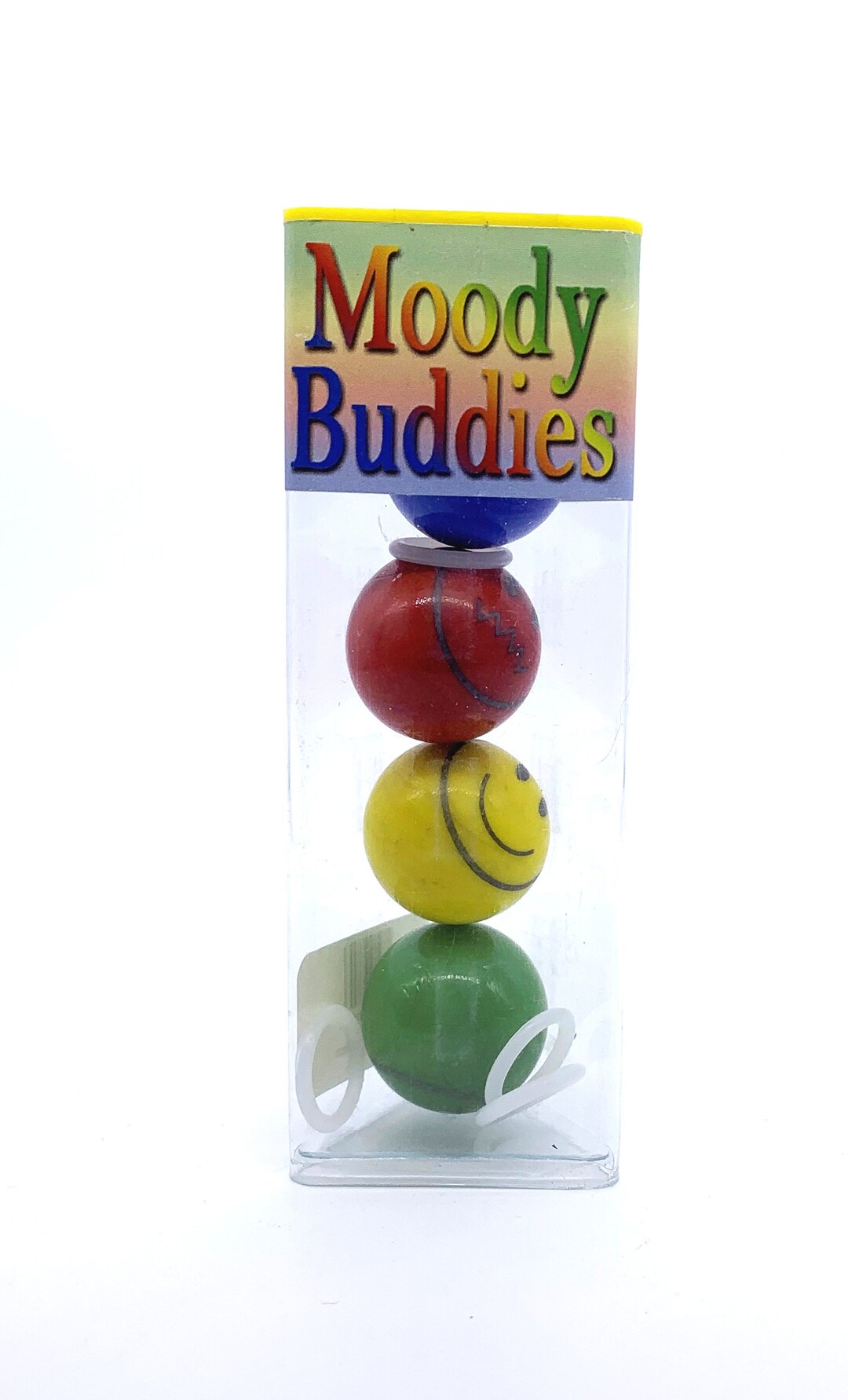 Moody Buddies 25mm Glass Shooter Mood Mega Marbles Set of 4 Emoji Faces ...