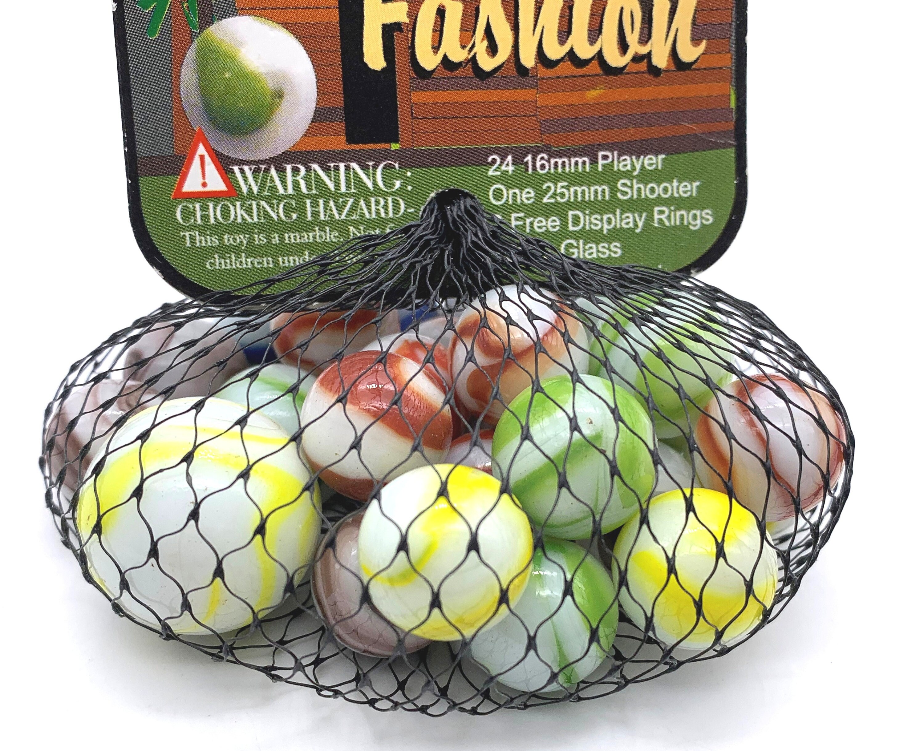 Net Bag of 25 "old Fashion" Glass Mega Marbles by Vacor White W Red ...