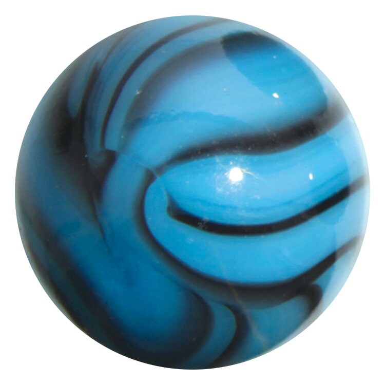 STINGRAY Clear Blue/White Marbles glass ball HUGE Swirl 2" TOE BREAKER 50mm 