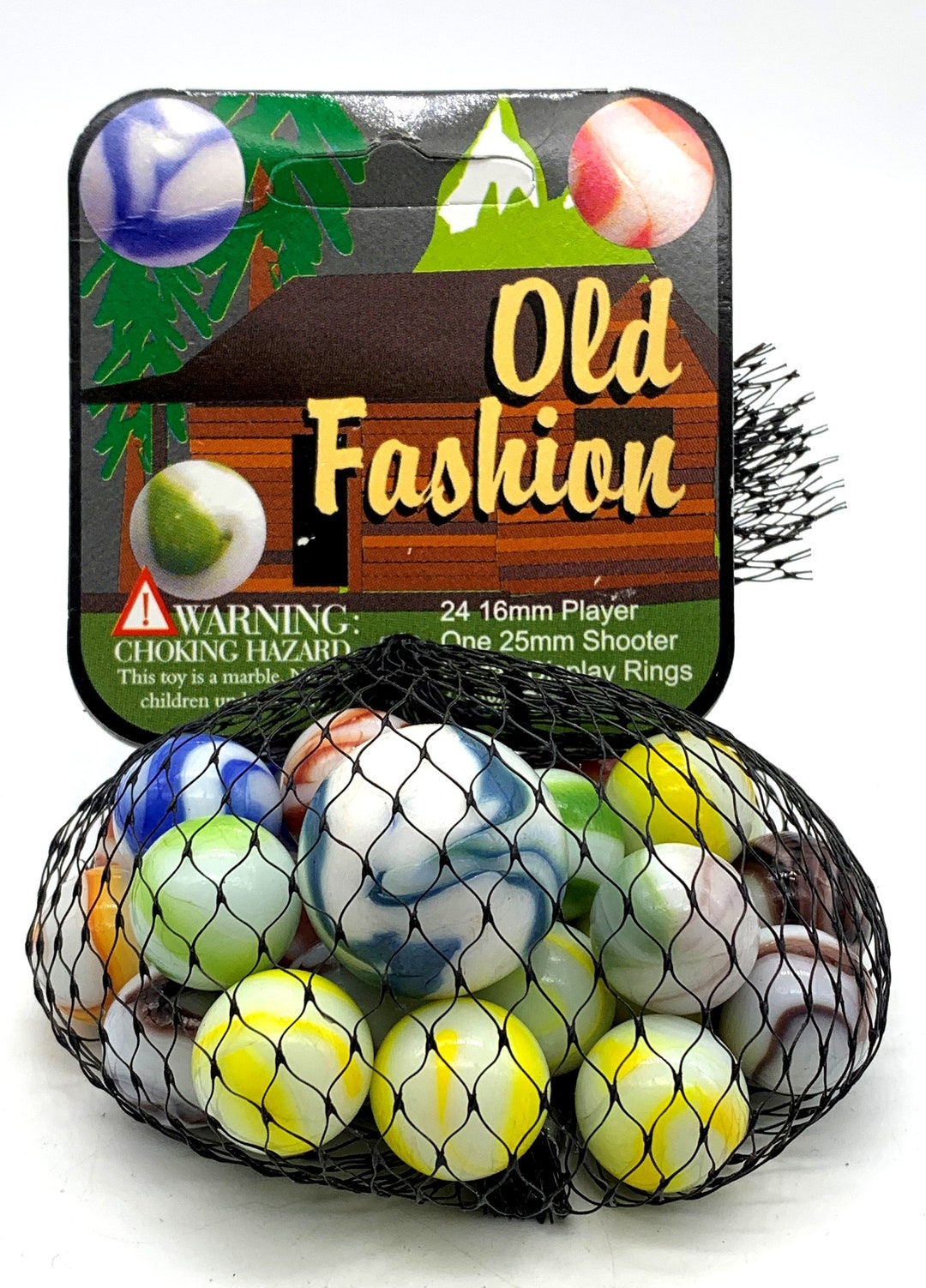 Net Bag of 25 "old Fashion" Glass Mega Marbles by Vacor White W Red ...