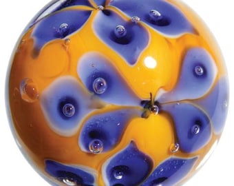 Morning Glory - Pack of 3 with Stands 16mm Handmade Art Glass Marbles Decorating Games Crafts Art Work