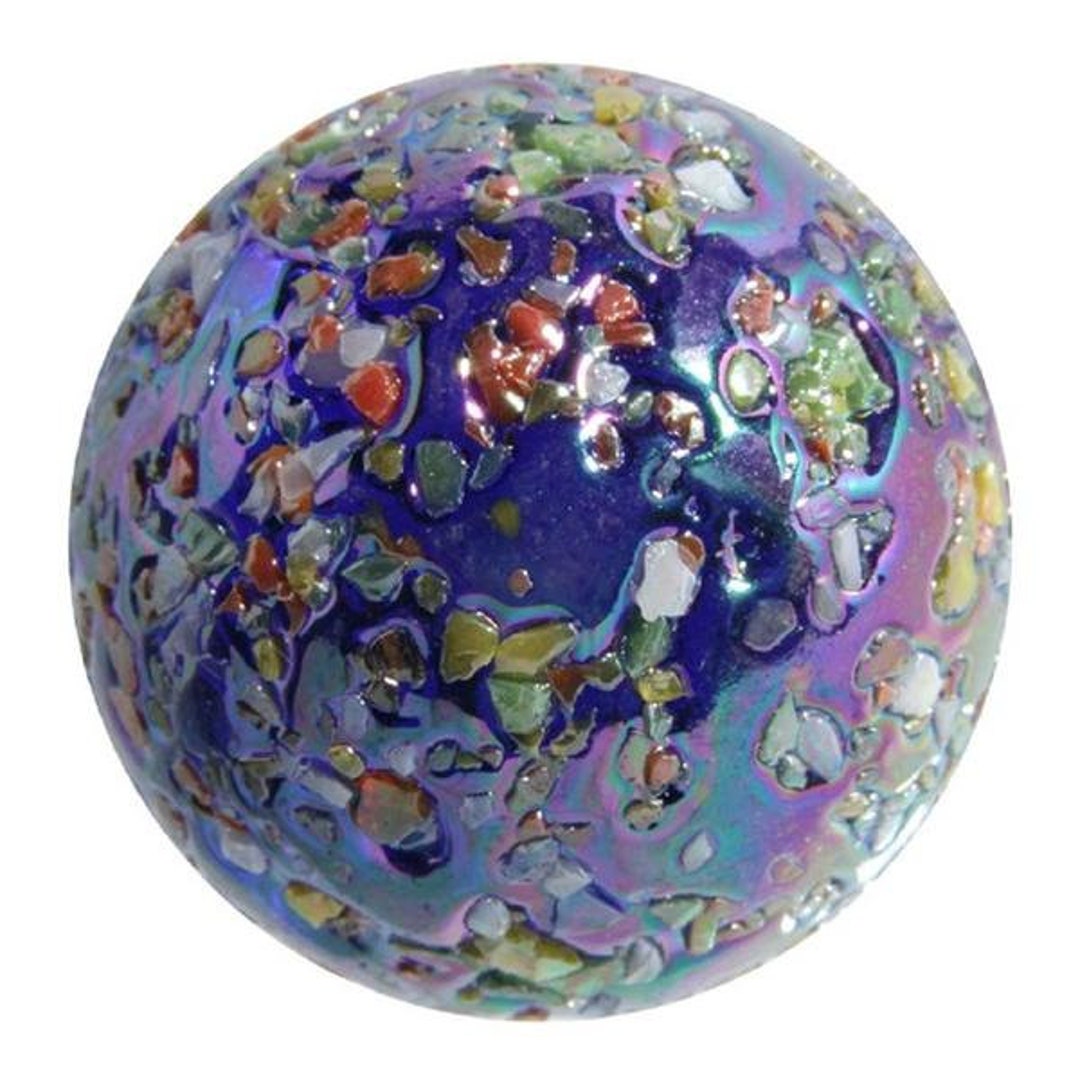 35mm Glitterbomb 1.4 Giant Glass Marble W Stand Iridescent Violetblue