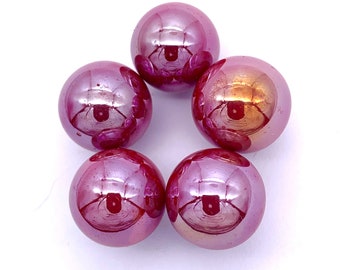 16mm Iridescent Opal Glass Player Marbles Choice of 6 Colors Pks of 5: Black White Yellow Green, Lime Green, Orange, Red, Dark or Light Blue