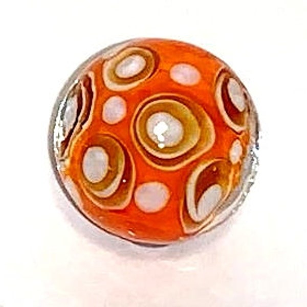 New for 2020!!  Oyster Bay 16mm Handmade Art Glass Marble Orange / Red Base with Decorative Spots & Swirls Decorating Games Crafts Art Work