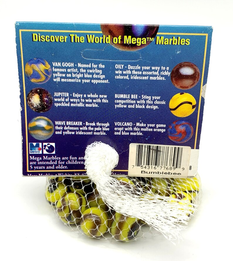 Bumblebee Collector Series Net Bag Glass Mega Marbles by Vacor Blue ...