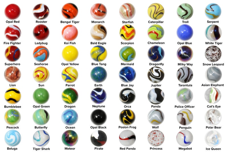 Mega Marbles 1 Shooter Bundle Pack of 56 Different Etsy