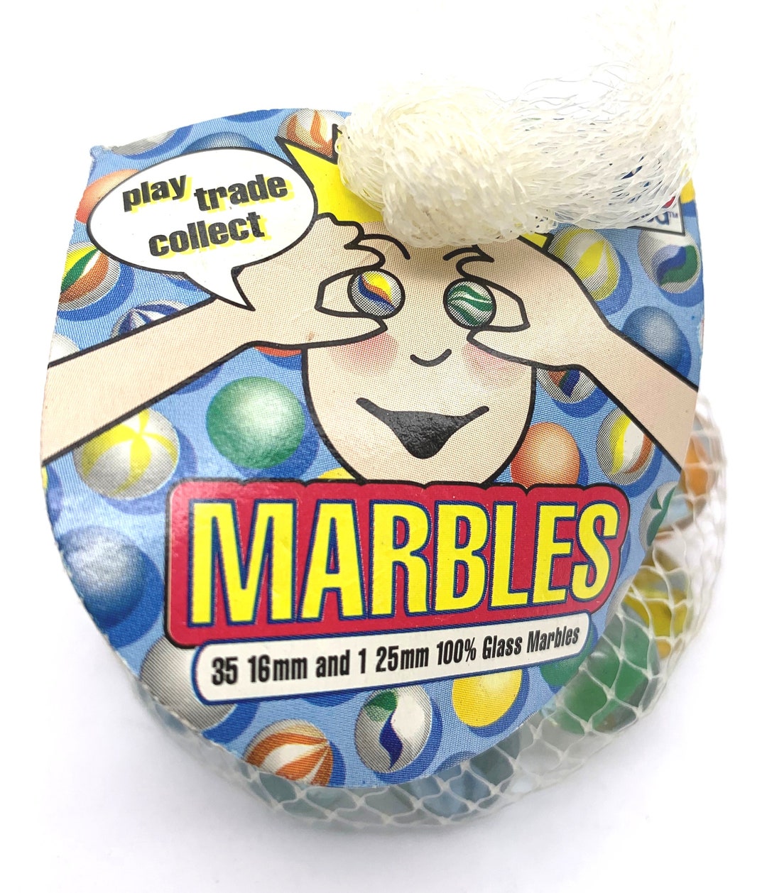 Net Bag of 36 "classic Cat's Eye" Glass Mega Marbles Early Edition 35 ...