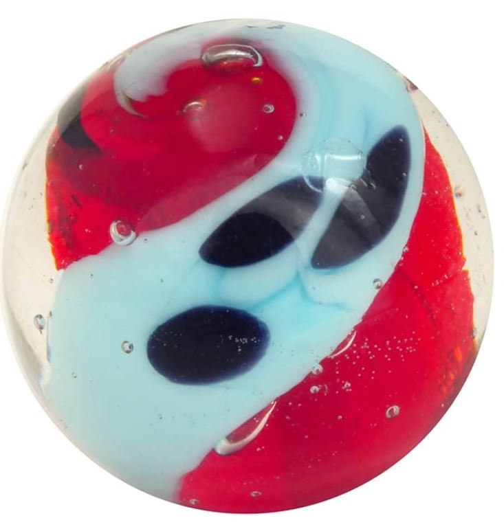 6 YIN YANG 16mm Handmade art glass Ying Yang Red Green Blue Marbles ball 