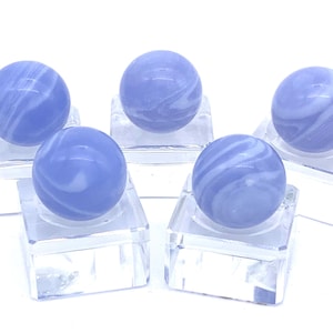 16mm Slate Blue Aggie Stone Game Player Marbles Mineral Single or Pk of 5 (5/8&quot;) Light Blue w White Bands Discontinued Decor Favors