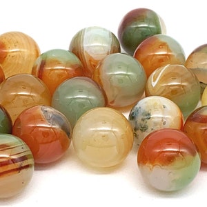 16mm Malachite Aggie Player Marbles Single or Pk of 5 (5/8&quot;) Assorted Colors of Tinted Agate Stone Discontinued Games Crafts Artwork Jewelry