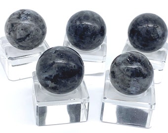 17mm Labradorite Stone Shooter Mineral Marbles Single or Pk of 5 (3/4") Dark Base w Iridescent Bits Discontinued Games Crafts Artwork