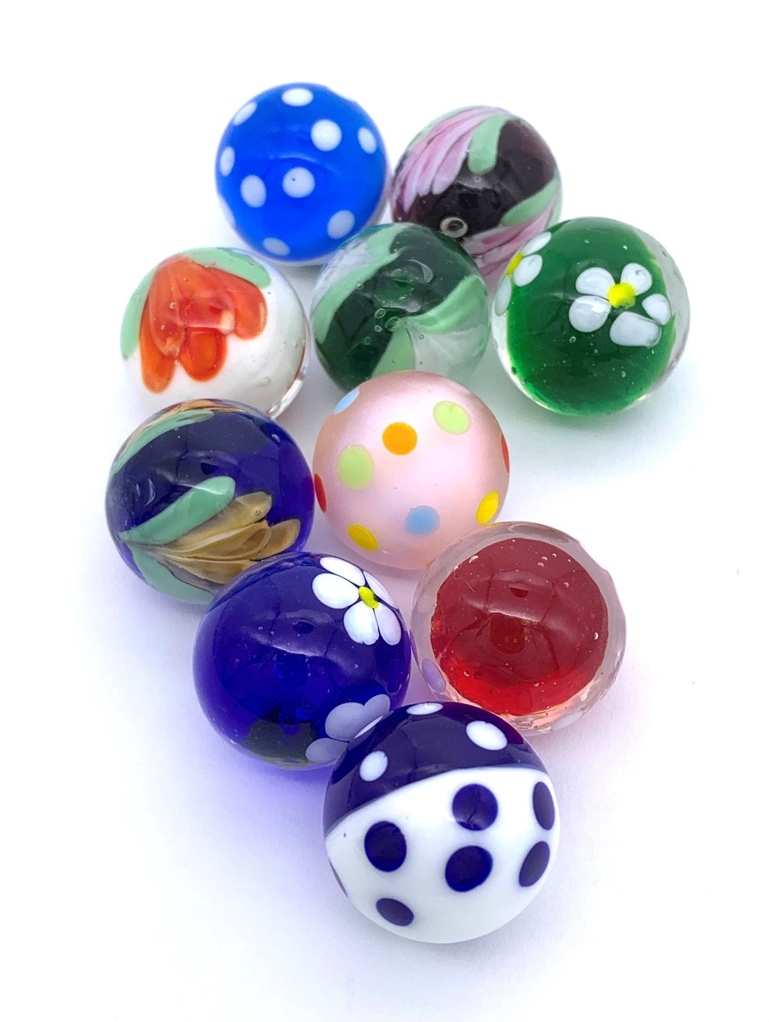 New for 2023! Pack of 10 Styles 22mm (7/8") Art Glass Shooter Marbles ...