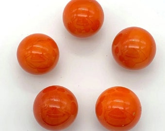 New for 2023! Opal Orange 16mm Glass Player Marbles 5/8" Pk 5 Shiny Orange Vacor House of Marbles Games Arts &  Crafts Party Favors Decor