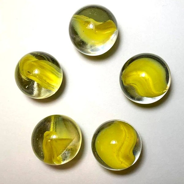 25mm 5pk Swamp Thing Glass Marble Shooters (1 inch) Rare Retired Yellow Cats Eye