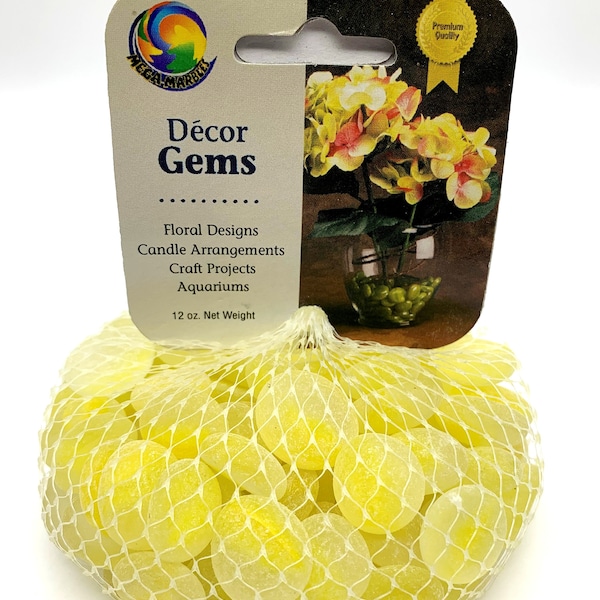 1/2" - 3/4" Lemon Sorbet Round Frosted Yellow Flat Glass Gems Mega Marbles Vacor Net Bags Art Crafts Mosaic