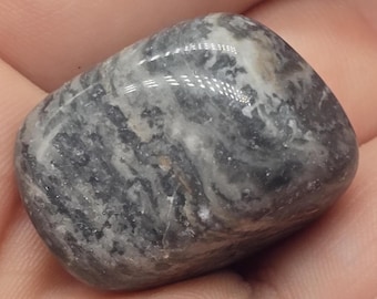 Tumbled Sharkskin Jasper ~ 1 Inch Polished Stone ~ Unique Grey & Black Jasper Crystal, Healing Stone, Geology Fossil-Inspired Gift