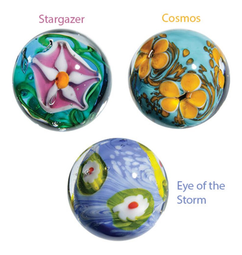 22mm Handmade Art Glass Marbles W/stands Set of 3 Etsy