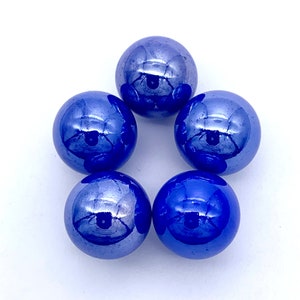 New for 2023! 16mm Iridescent Blue Opal Game Marbles 5/8&quot; Choice of Quantity: Packs of 5, 10, 25, 50, 100, or 250 Shiny Dark Blue Glass