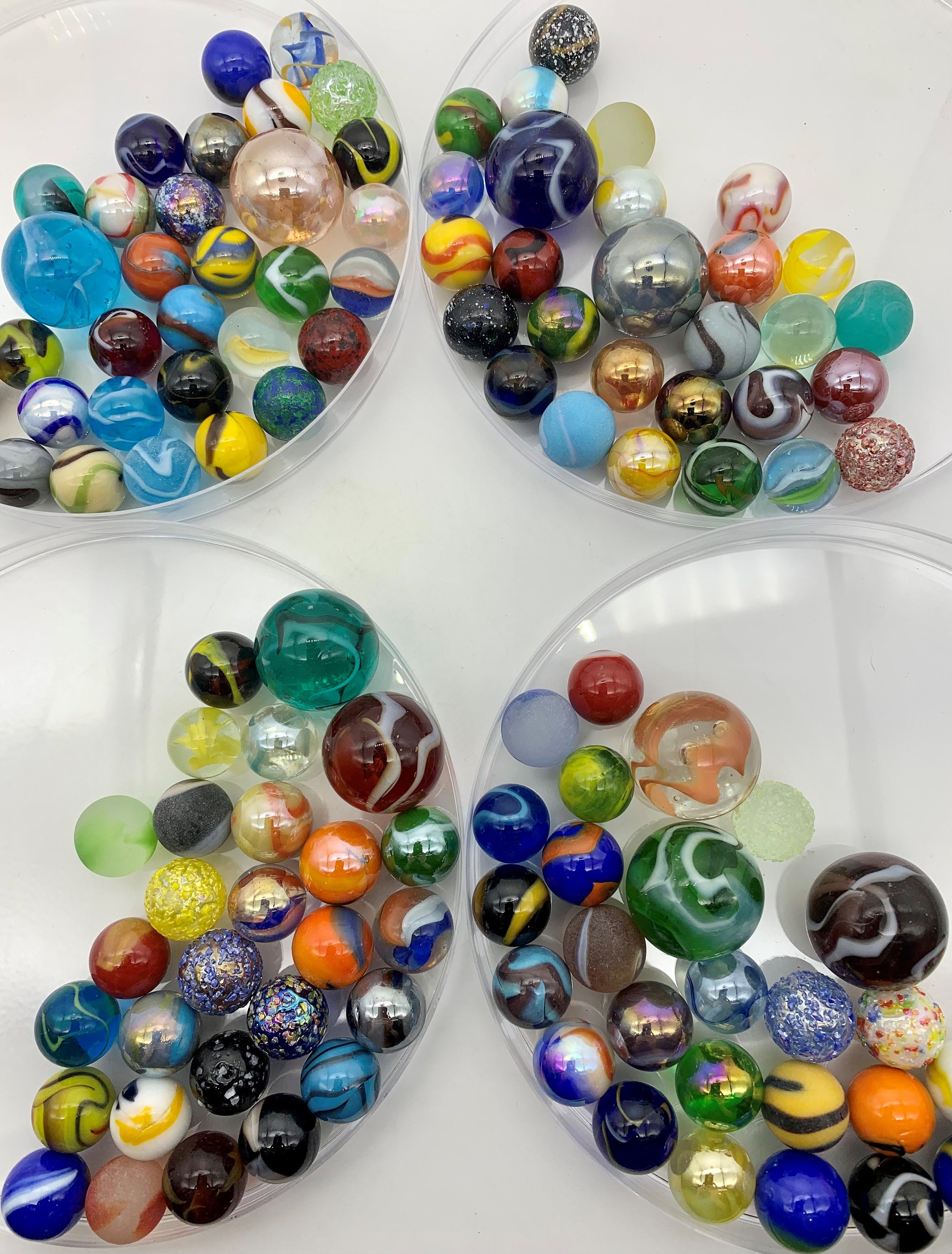 Marbles Handmade Box Containing 16 X 16mm Glass Marbles Including 6  Stunning Handmade Marbles. 