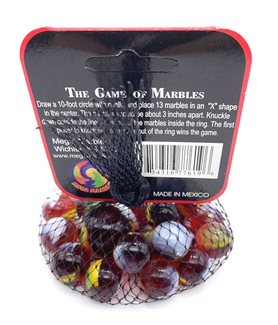 16mm Cardinal Glass Marbles Pk 5 Translucent Dark Red Base Player W Opaque  White & Yellow Patches 2000 2011 RETIRED Vacor 