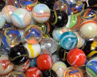 25, 50, or 100 Count Pack of All Different 16mm Player Marbles Glass (5/8th") W Pouch Incredible Value Assortment of Colors & Styles Vacor