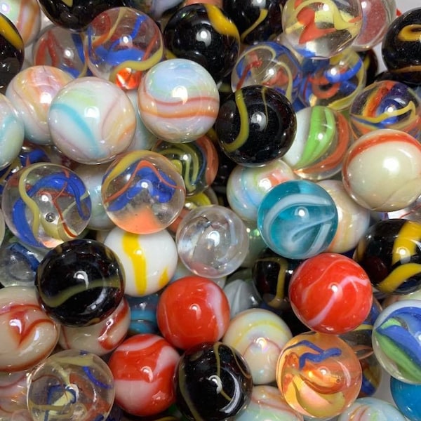 25, 50, or 100 Count Pack of All Different 16mm Player Marbles Glass (5/8th") W Pouch Incredible Value Assortment of Colors & Styles Vacor