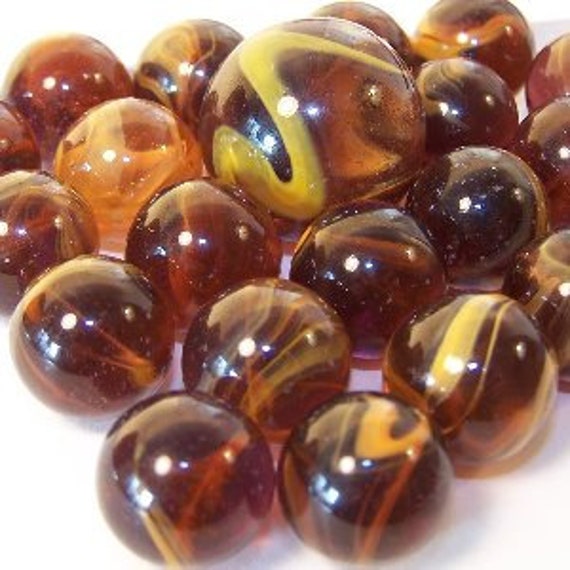 16mm Rooster Glass Player Marbles (5/8 inch) Translucent Red with White  Swirls Vacor Party Favors Games