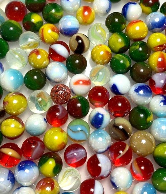 Bulk Assorted Premium Peewee Glass Marbles 12mm Choice of Quantity Inc  Rooster, Sun, Tiger Shark Etc Games Party Favors Yard Art Crafts -  New  Zealand