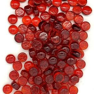Red Round Flat Glass Gems 3/4" Choice of 10oz, 1LB, or 2.2lbs Mega Marbles Vacor Art Crafts Vase Filler Mosaic