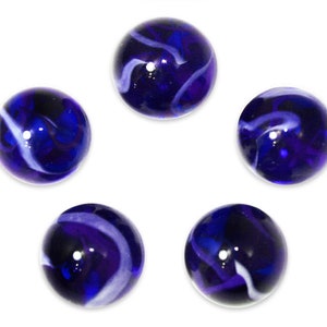 16mm Neptune Glass Marble Players Pack of 5 Translucent Deep Blue w/White Swirls Vacor Party Favors Decor Games Arts Crafts