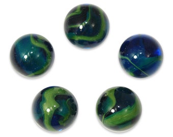 25mm "Sea Turtle" Marble 1 Inch Glass Shooters - Pack of 5 w/Stands