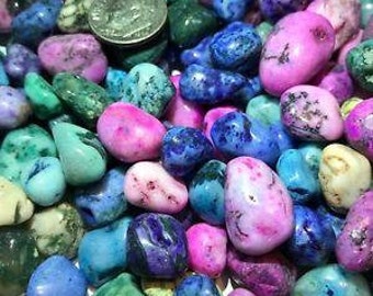 15 Count Dyed Tree Agate, Colorful Dendritic Agate, Tumbled Rock Mix, 1/2 inch to 1 inch Pieces - 8 ounces