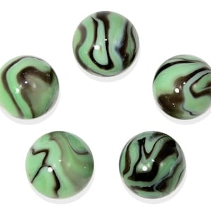 16mm Troll Glass Marble Players (5/8th") - Pack of 5 Mint Green w Brown Swirls Vacor Decorating Games Crafts Artwork