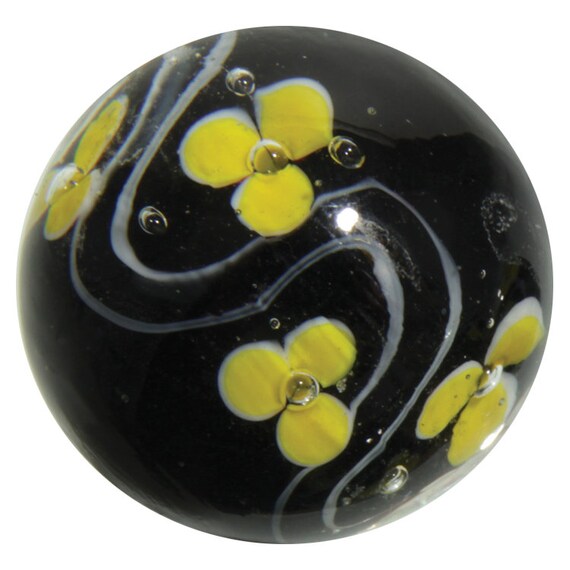 HANDMADE GLASS MARBLE FLORALS /"EDELWEISS/" 22mm SHOOTER