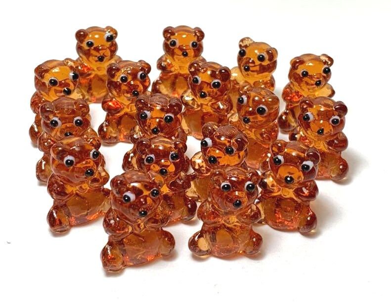 Mini teddy Bear Glass Figurines Pk 5 or 16 Etsy