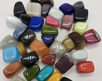 Polished Multicolored Cat's Eye Gemstones - 1 Pound Variety Pack - Tumbled and Polished Colorful Specimens Chatoyancy Optic Glass Gems