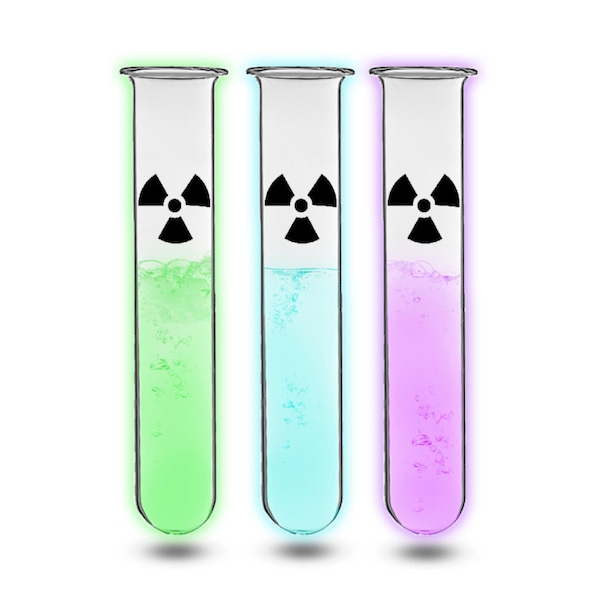 Shot Glasses with Rack 12 Radiation or Bio-hazard Glass Test Tube