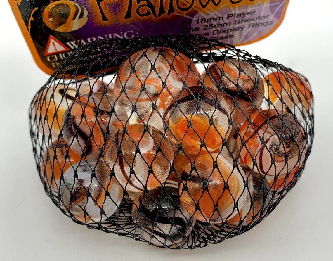 Net Bag of 25 "halloween" Glass Mega Marbles by Vacor 24 Players and 1 ...