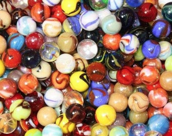 Lot De 50 Billes En Verre - 16 Mm - Couleurs Assorties - Pour Jeux Traditionnels, Déco, Bricolage - Dès 3 Ans - Sous Surveillance