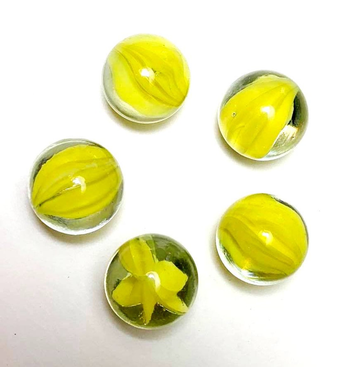 16mm yellow Cat's Eye Glass Mega Marble Players 5/8th Inch Pack of 5